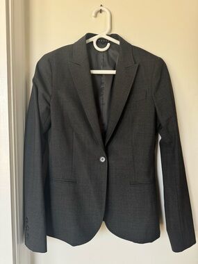 Theory Women's Single-Button Gray Blazer Size 6